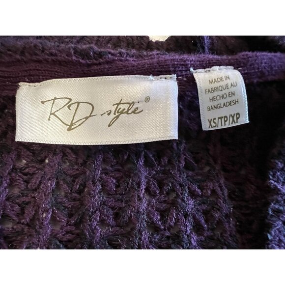 RD Style Montoya Open Knit Cardigan Sweater~Size XS~Deep Purple Stitch Fix L7 07 - Picture 9 of 11